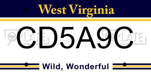 CD5A9C West Virginia License Plate