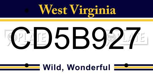 CD5B927 West Virginia License Plate