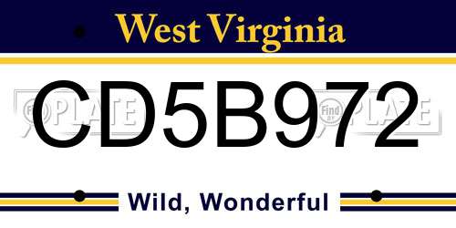 CD5B972 West Virginia License Plate