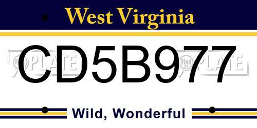 CD5B977 West Virginia License Plate