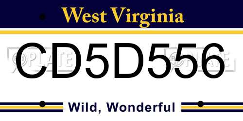 CD5D556 West Virginia License Plate