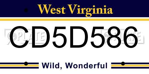 CD5D586 West Virginia License Plate