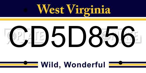 CD5D856 West Virginia License Plate