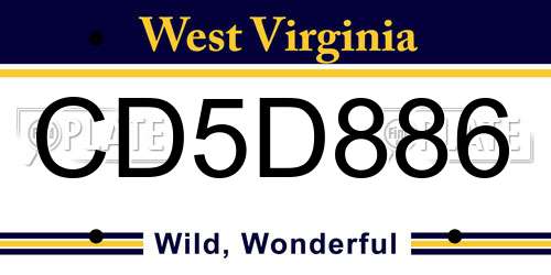 CD5D886 West Virginia License Plate