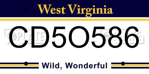 CD5O586 West Virginia License Plate