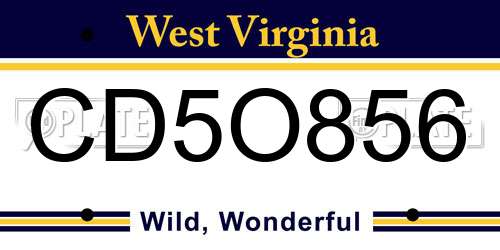 CD5O856 West Virginia License Plate