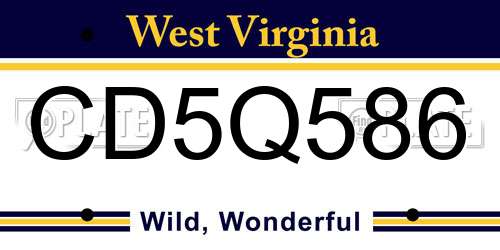 CD5Q586 West Virginia License Plate