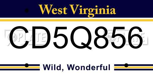 CD5Q856 West Virginia License Plate