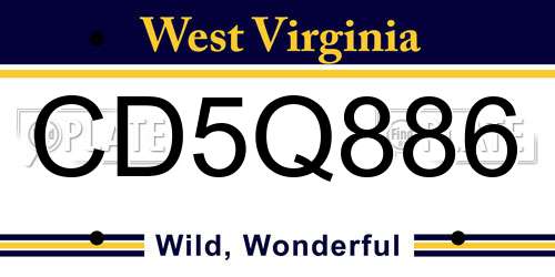 CD5Q886 West Virginia License Plate