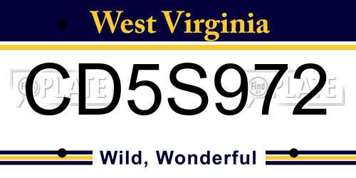 CD5S972 West Virginia License Plate