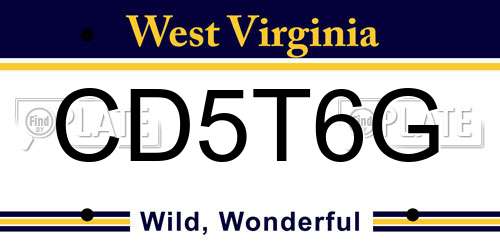 CD5T6G West Virginia License Plate
