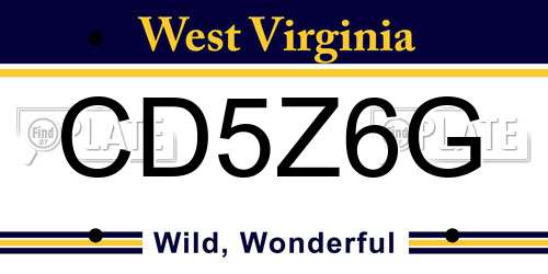 CD5Z6G West Virginia License Plate