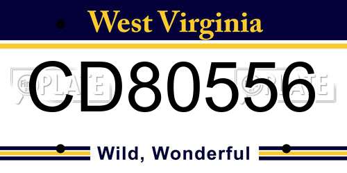 CD80556 West Virginia License Plate