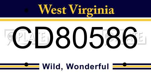 CD80586 West Virginia License Plate