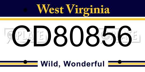 CD80856 West Virginia License Plate