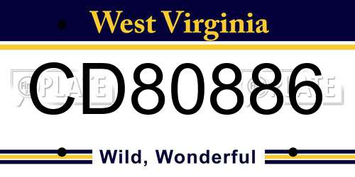 CD80886 West Virginia License Plate