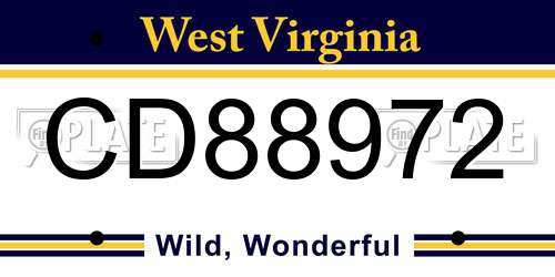 CD88972 West Virginia License Plate