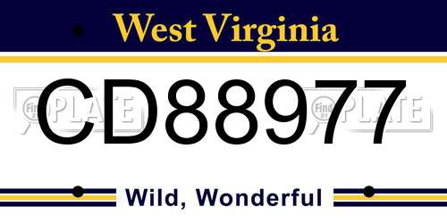 CD88977 West Virginia License Plate