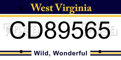 CD89565 West Virginia License Plate