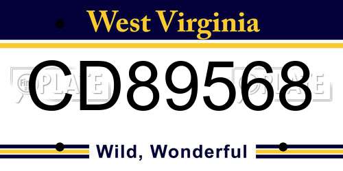 CD89568 West Virginia License Plate