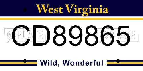CD89865 West Virginia License Plate