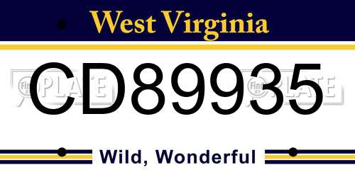 CD89935 West Virginia License Plate