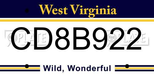 CD8B922 West Virginia License Plate
