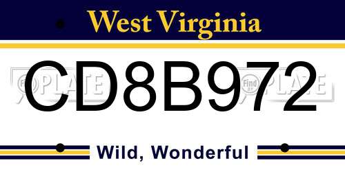 CD8B972 West Virginia License Plate