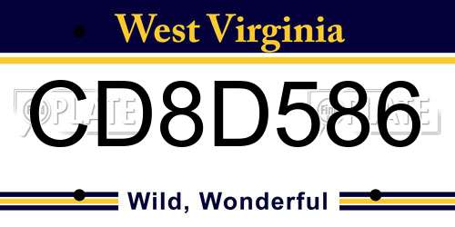 CD8D586 West Virginia License Plate