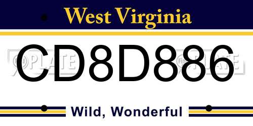 CD8D886 West Virginia License Plate