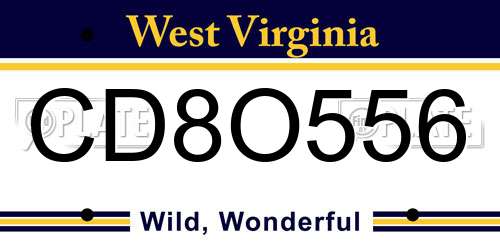 CD8O556 West Virginia License Plate