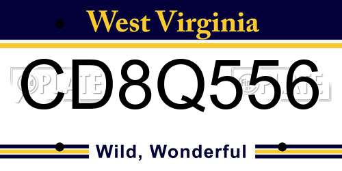 CD8Q556 West Virginia License Plate
