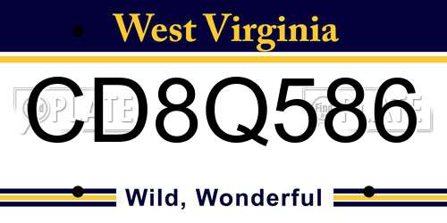CD8Q586 West Virginia License Plate
