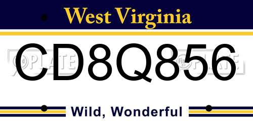 CD8Q856 West Virginia License Plate