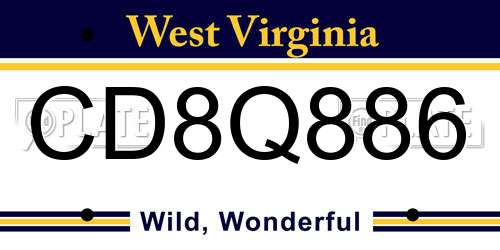 CD8Q886 West Virginia License Plate