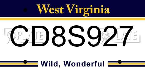 CD8S927 West Virginia License Plate