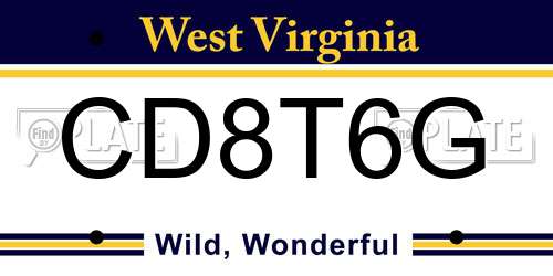 CD8T6G West Virginia License Plate