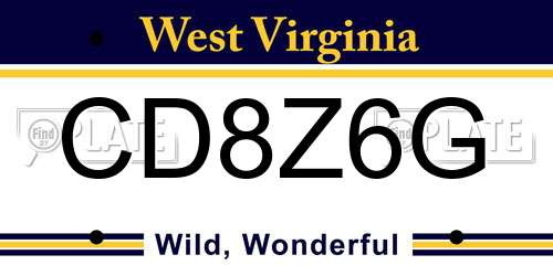 CD8Z6G West Virginia License Plate