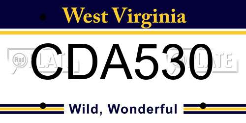 CDA530 West Virginia License Plate