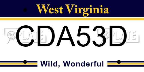 CDA53D West Virginia License Plate