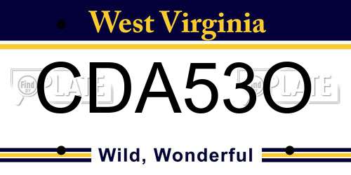 CDA53O West Virginia License Plate