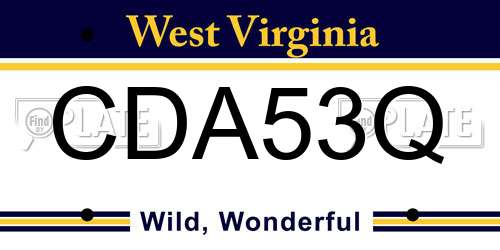 CDA53Q West Virginia License Plate