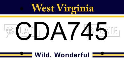CDA745 West Virginia License Plate