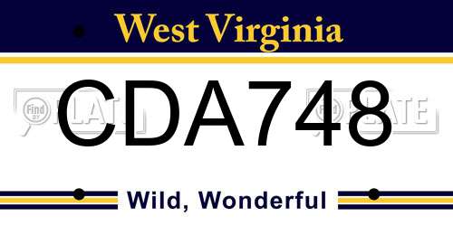 CDA748 West Virginia License Plate