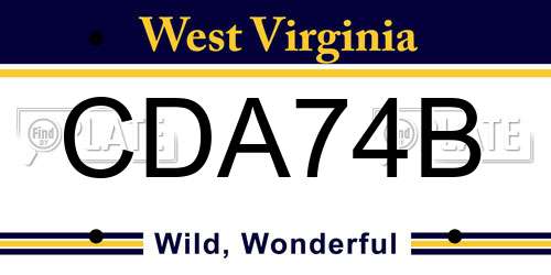 CDA74B West Virginia License Plate