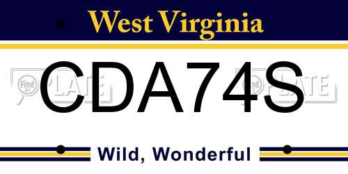 CDA74S West Virginia License Plate