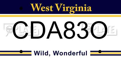 CDA83O West Virginia License Plate