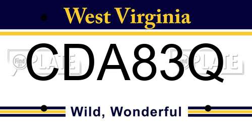 CDA83Q West Virginia License Plate