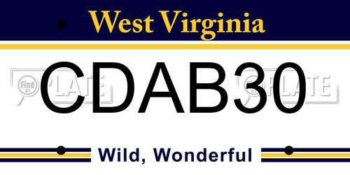 CDAB30 West Virginia License Plate