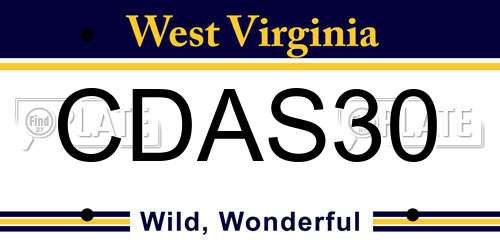 CDAS30 West Virginia License Plate